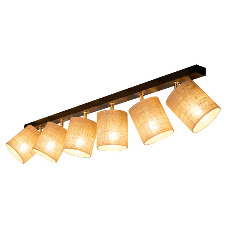 Britop Lighting Jute 6L monorail loftslampe E27, B 117cm