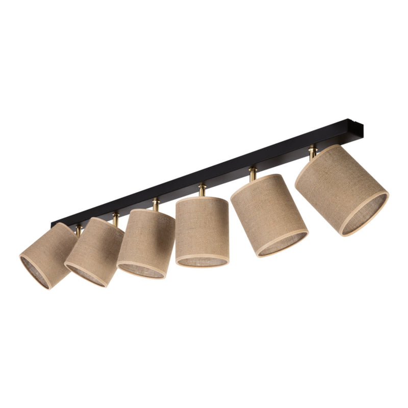 Jute Ceiling Lamp 6xE27 Max.25W Black/Beige