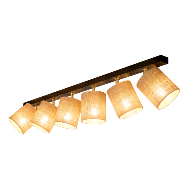 Jute Ceiling Lamp 6xE27 Max.25W Black/Beige