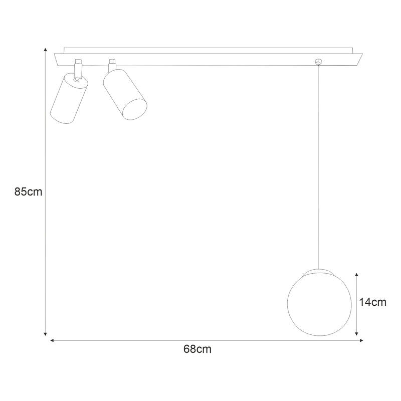 Kaja Albio 3L monorail ceiling lamp GU10 / E14 H 85.0cm
