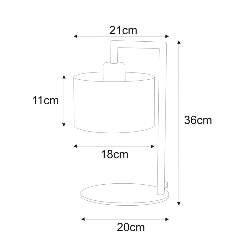Kaja Simone Black 1L table lamp E27 H 36.0cm
