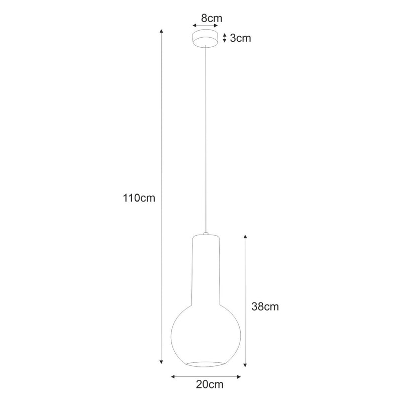 Kaja Arvi Black 1L pendant lamp E27 H 110.0cm