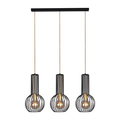 Kaja Arvi Black 3L linear suspension pendant lamp E27 H 110.0cm