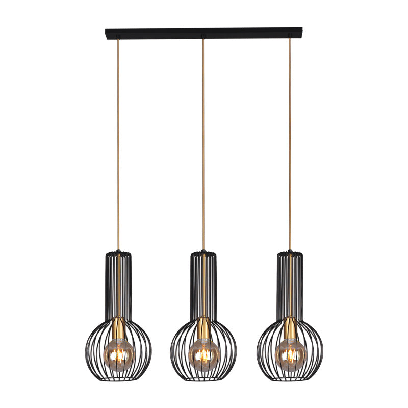 Kaja Arvi Black 3L linear suspension pendant lamp E27 H 110.0cm