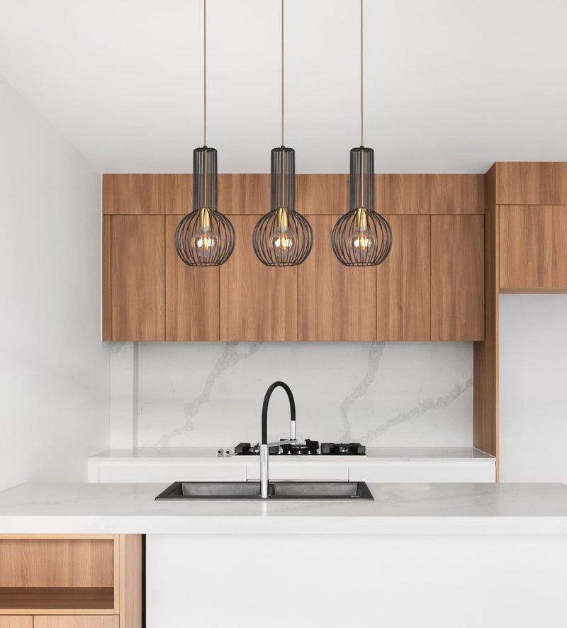 Kaja Arvi Black 3L linear suspension pendant lamp E27 H 110.0cm