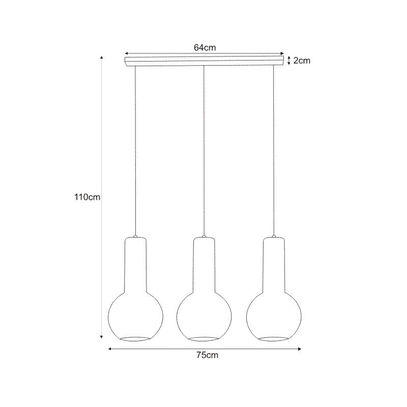 Kaja Arvi Black 3L linear suspension pendant lamp E27 H 110.0cm