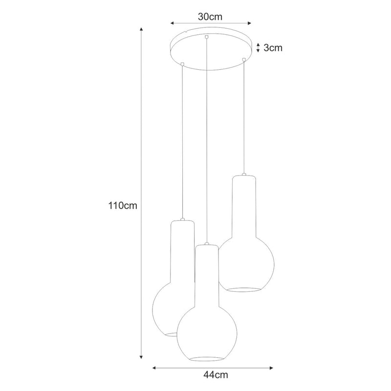 Kaja Arvi Black 3L pendant lamp E27 H 110.0cm