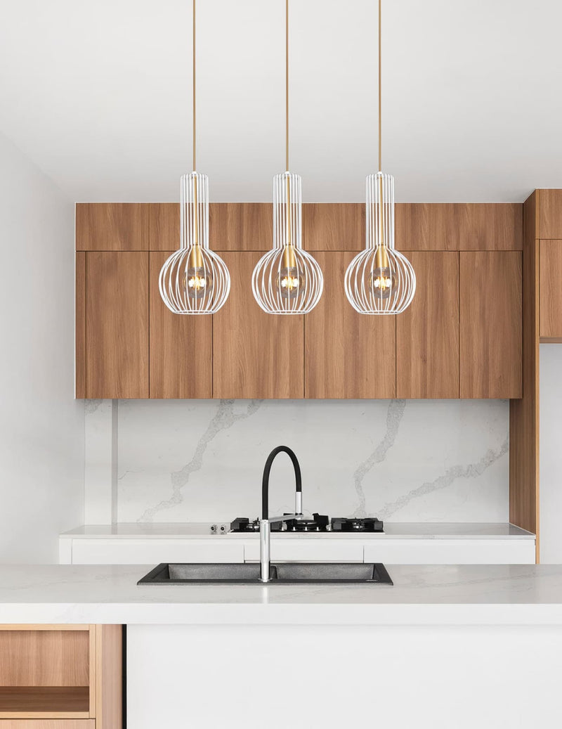 Kaja Arvi White 3L linear suspension pendant lamp E27 H 110.0cm