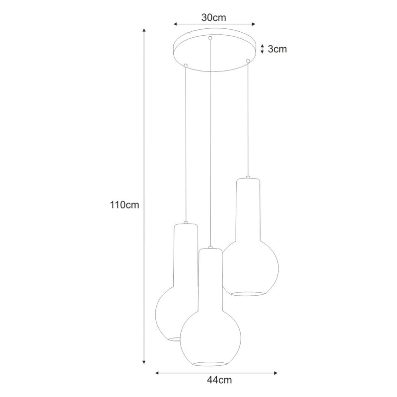 Kaja Arvi White 3L pendant lamp E27 H 110.0cm