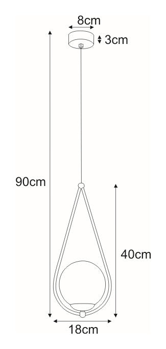 Kaja Neve Black 1L pendant lamp E14 H 90.0cm