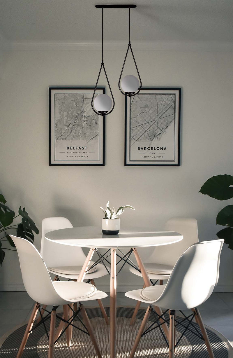 Kaja Neve Black 2L pendant lamp E14 H 90.0cm