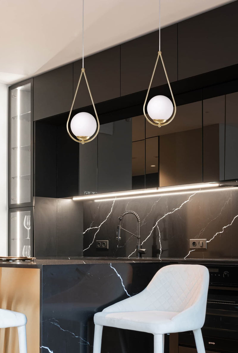 Kaja Neve Gold 1L pendant lamp E14 H 90.0cm