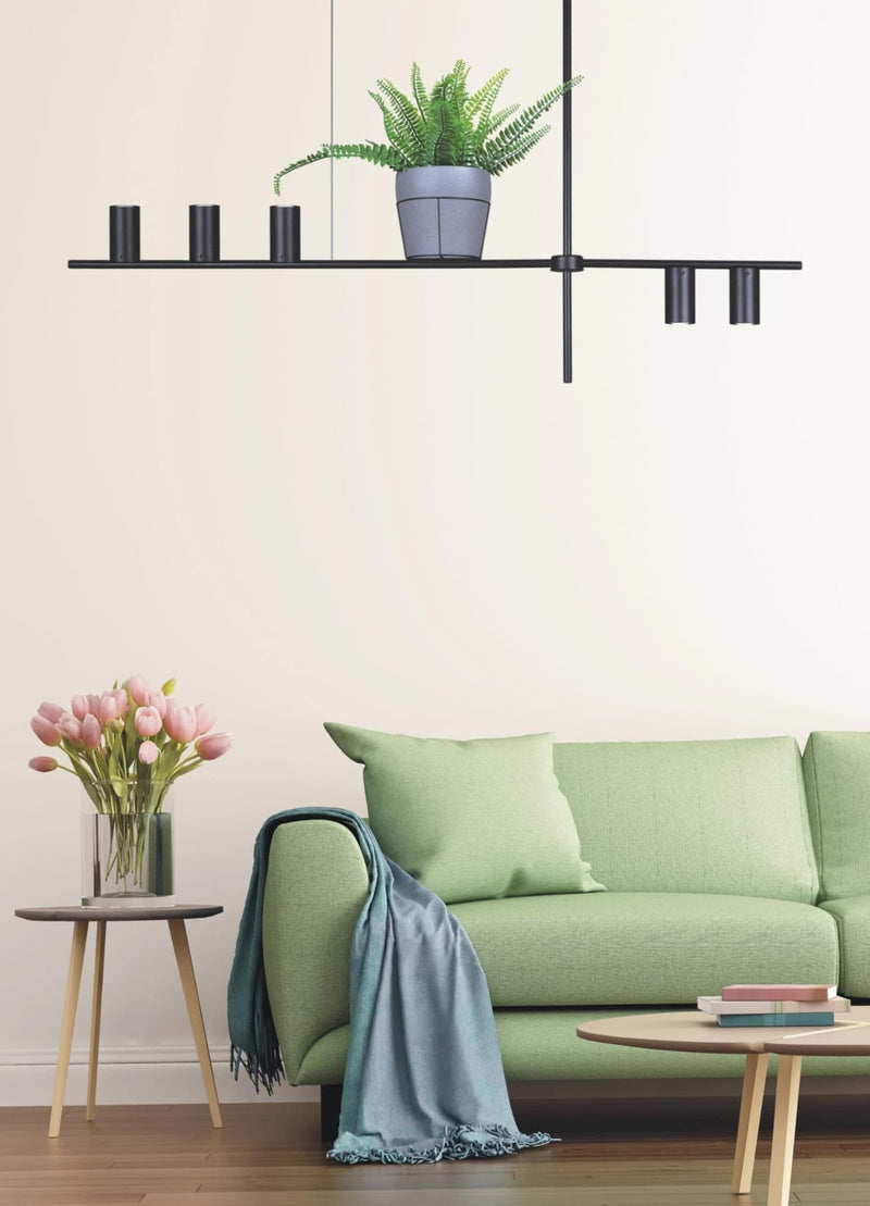 Kaja Rocco 5L linear suspension pendant lamp GU10 H 72.0cm