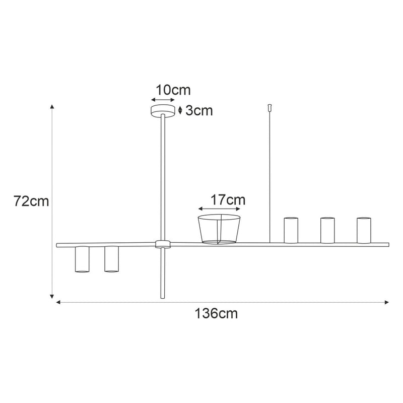 Kaja Rocco 5L linear suspension pendant lamp GU10 H 72.0cm