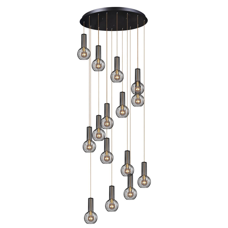 Kaja Arvi Black 15L pendant lamp E27 H 215.0cm