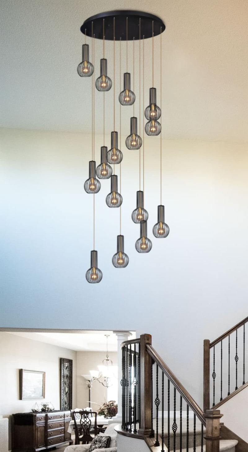 Kaja Arvi Black 15L pendant lamp E27 H 215.0cm