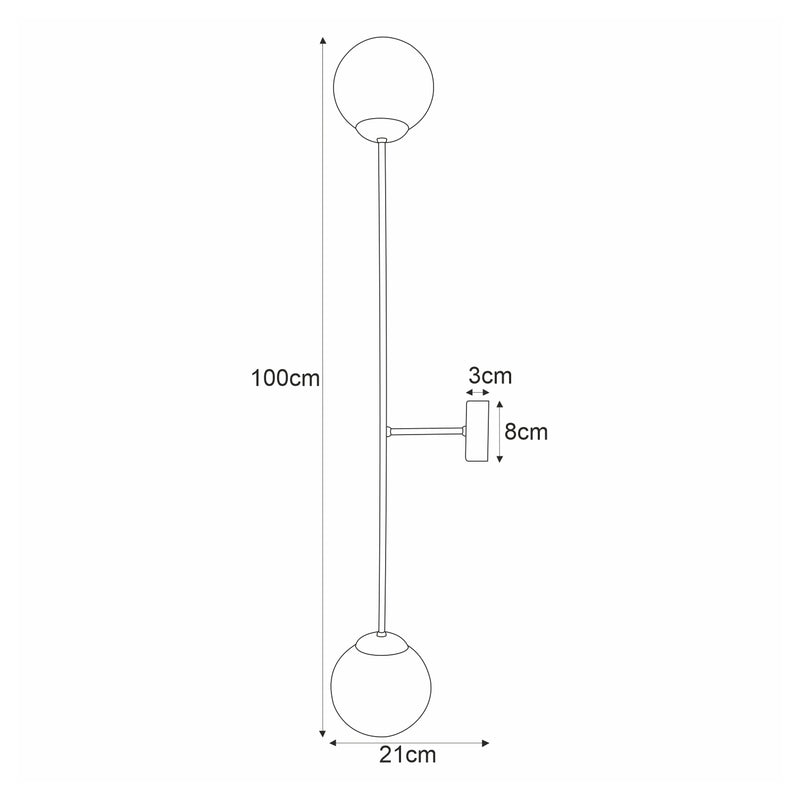 Kaja Savoy 2L wall sconce lamp E27 H 100.0cm