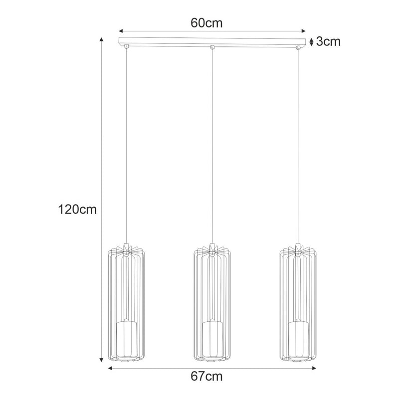 Kaja Falcon 3L linear suspension pendant lamp GU10 H 120.0cm