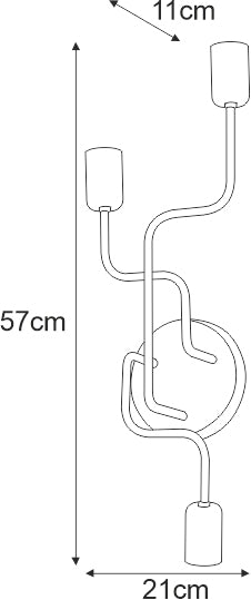 Kaja Peka 3L wall sconce lamp E27 H 57.0cm