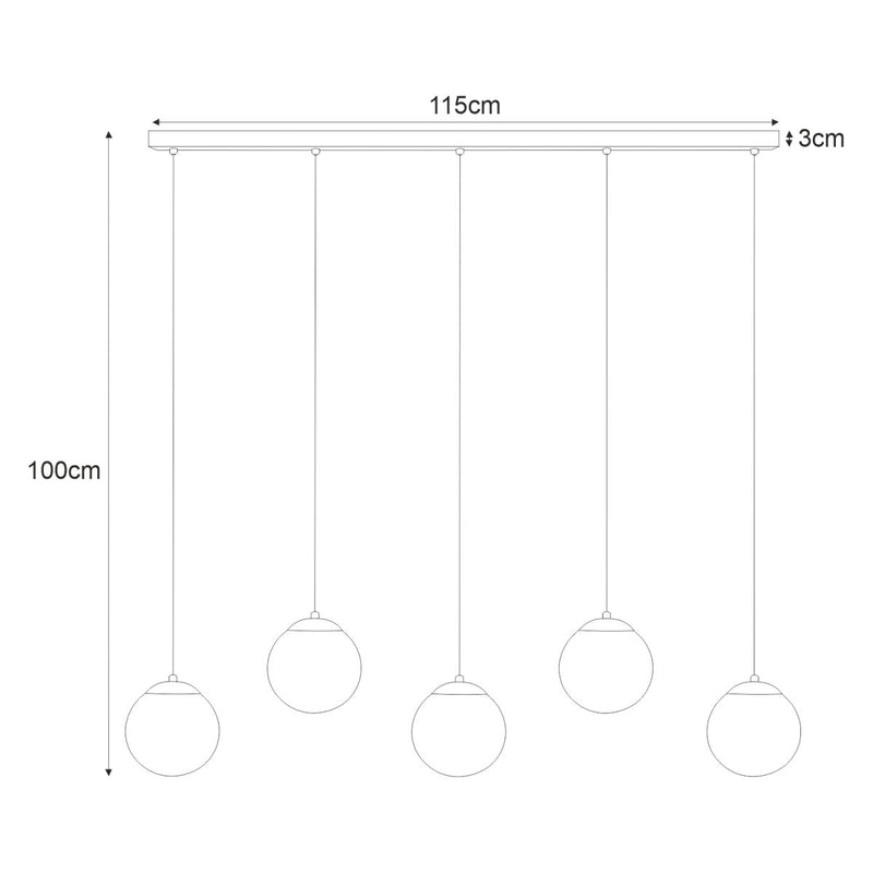 Kaja Camina 5L linear suspension pendant lamp E27 H 100.0cm