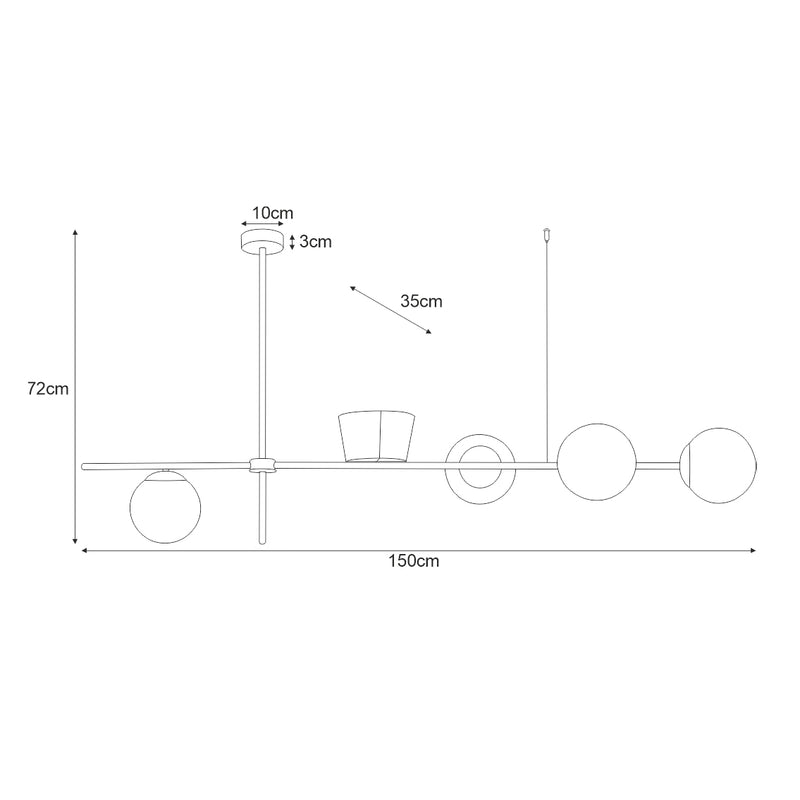 Kaja Vuelta 4L linear suspension pendant lamp E27 H 72.0cm