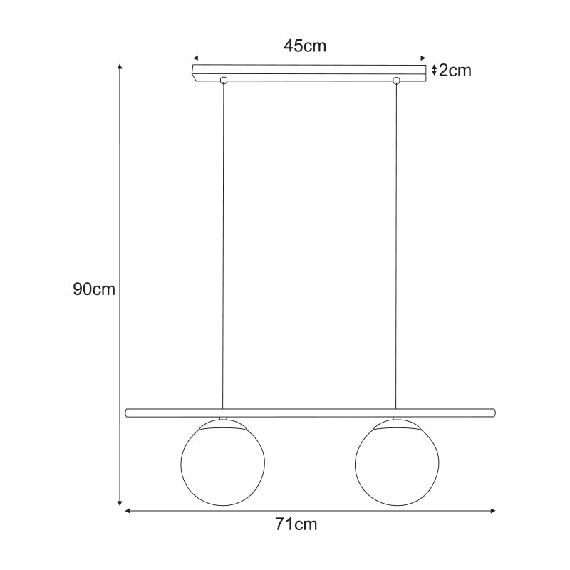 Kaja Arton 2L linear suspension pendant lamp E27 H 90.0cm