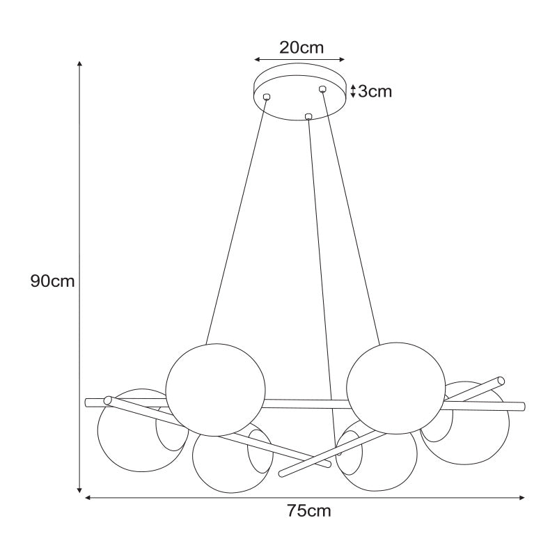 Kaja Arton 6L chandelier E27 H 90.0cm