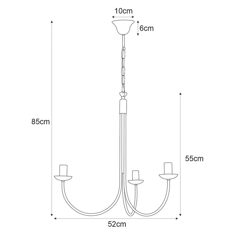 Kaja Haris 3L chandelier E14 H 85.0cm