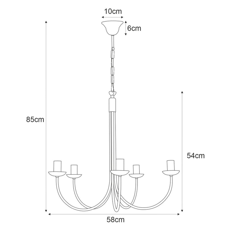 Kaja Haris 5L chandelier E14 H 85.0cm