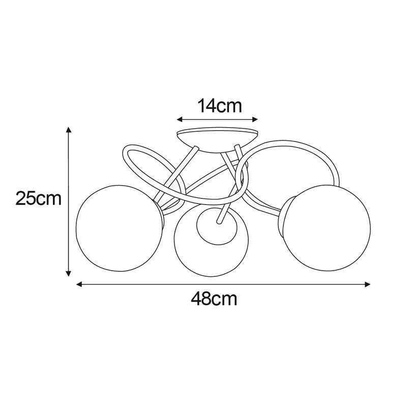 Kaja Rubi 3L ceiling lamp E14 H 25.0cm
