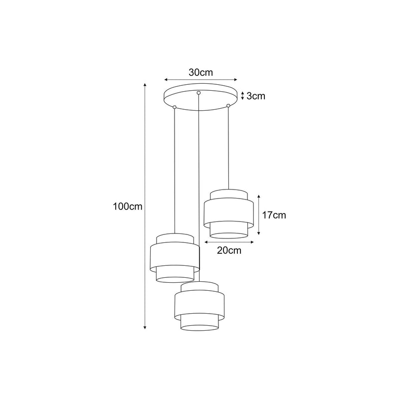 Kaja Etela 3L pendant lamp E27 H 100.0cm