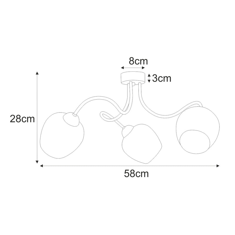 Kaja Diuna 3L ceiling lamp E27 H 28.0cm