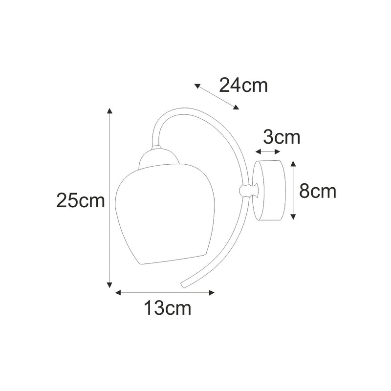 Kaja Diuna 1L wall sconce lamp E27 H 25.0cm