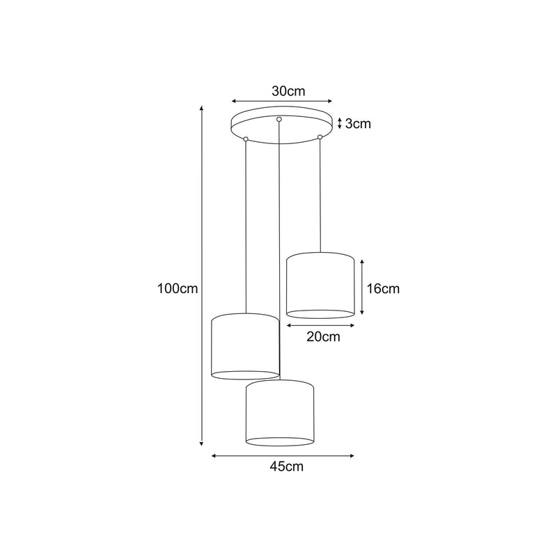 Kaja Zimbo 3L pendant lamp E27 H 100.0cm