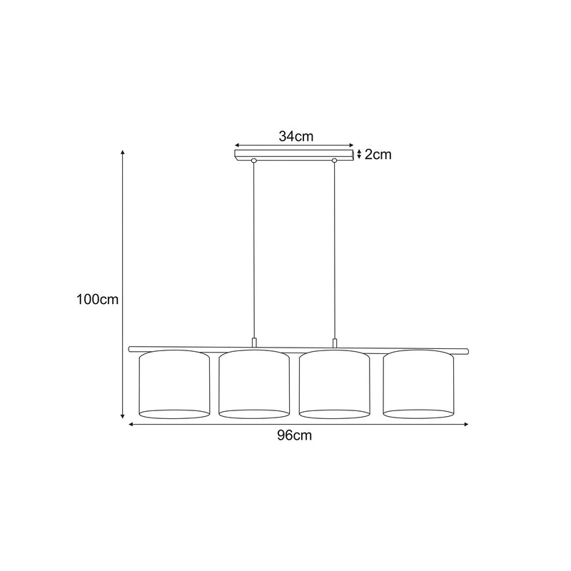 Kaja Zimbo 4L linear suspension pendant lamp E27 H 100.0cm
