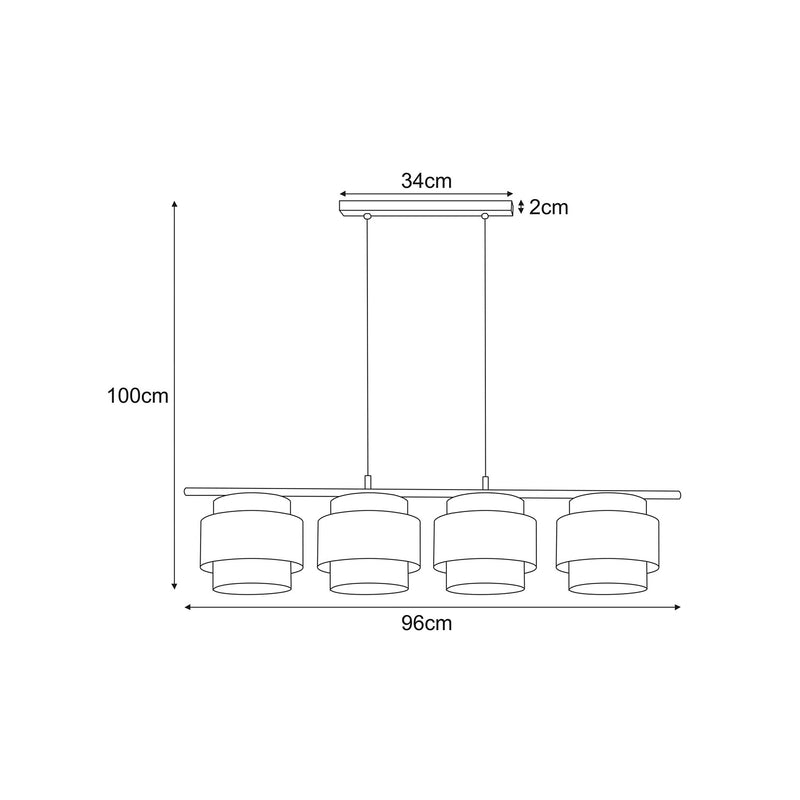 Kaja Gato 4L linear suspension pendant lamp E27 H 100.0cm