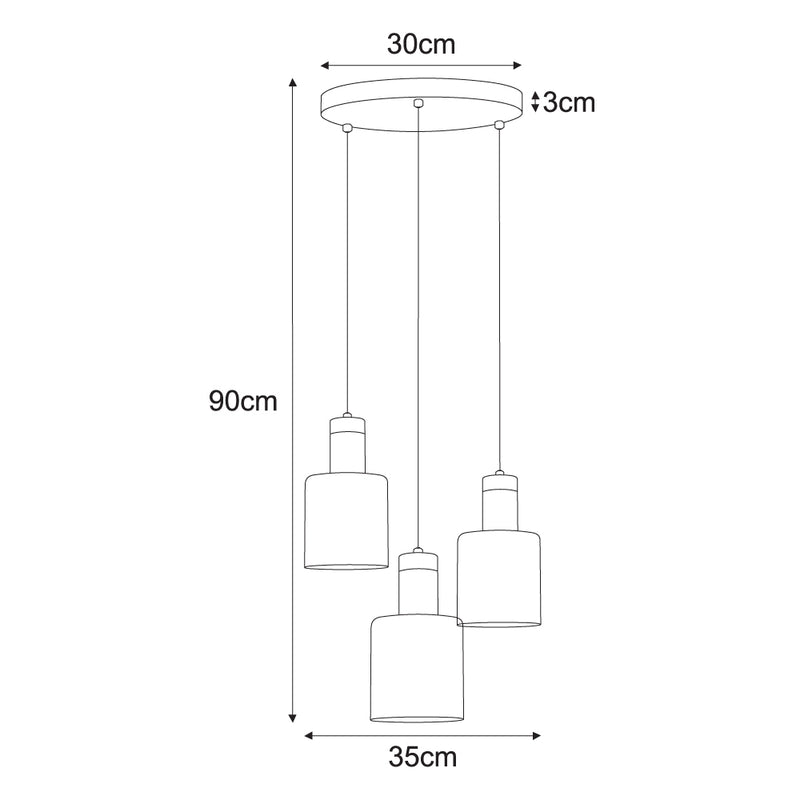 Kaja Alto 3L pendant lamp E27 H 90.0cm