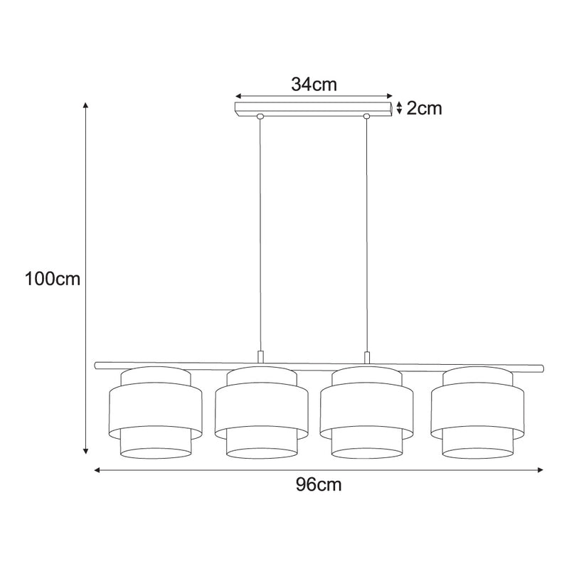 Kaja Amos 4L linear suspension pendant lamp E27 H 100.0cm