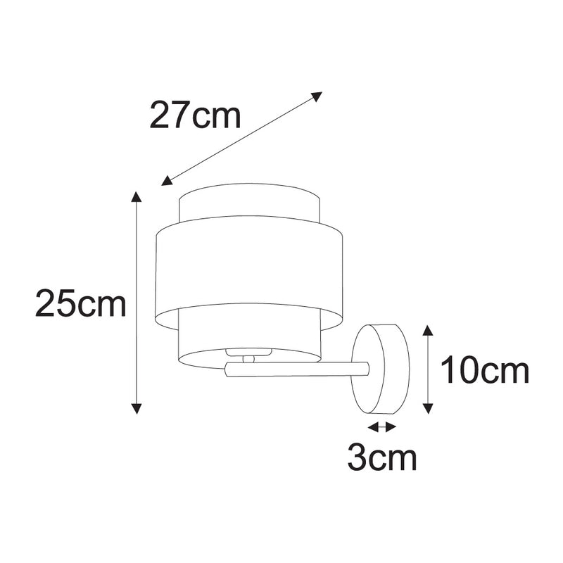 Kaja Amos 1L wall sconce lamp E27 H 25.0cm
