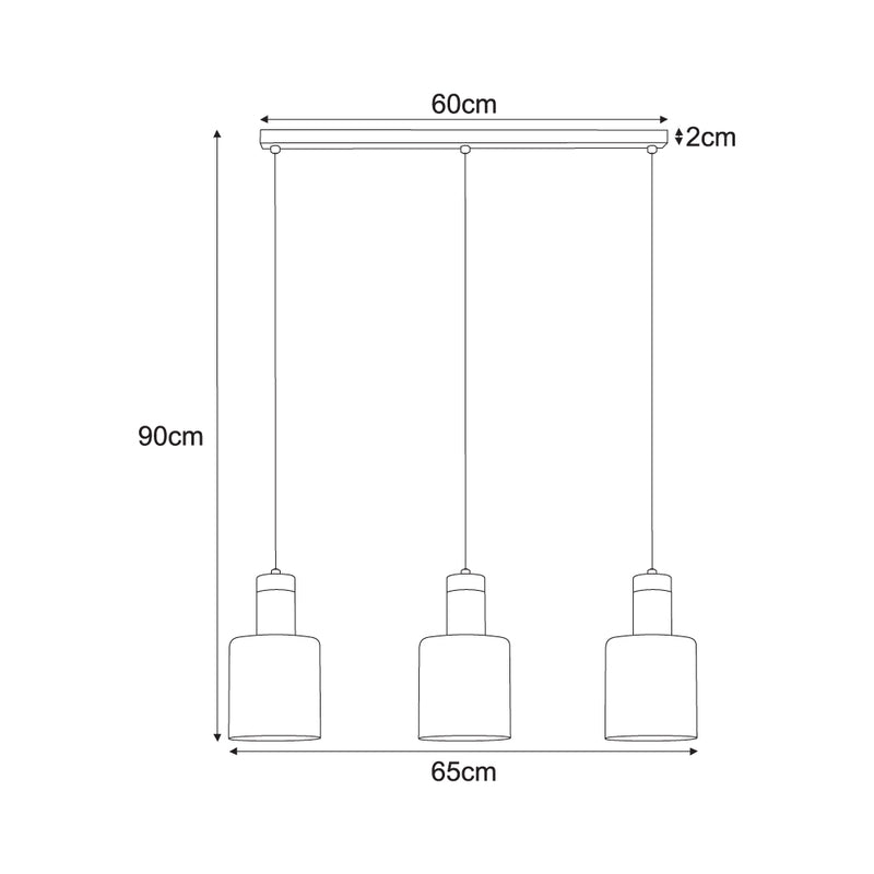 Kaja Alto 3L linear suspension pendant lamp E27 H 90.0cm