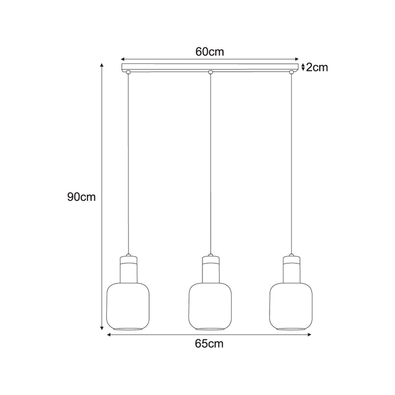 Kaja Doka 3L linear suspension pendant lamp E27 H 90.0cm
