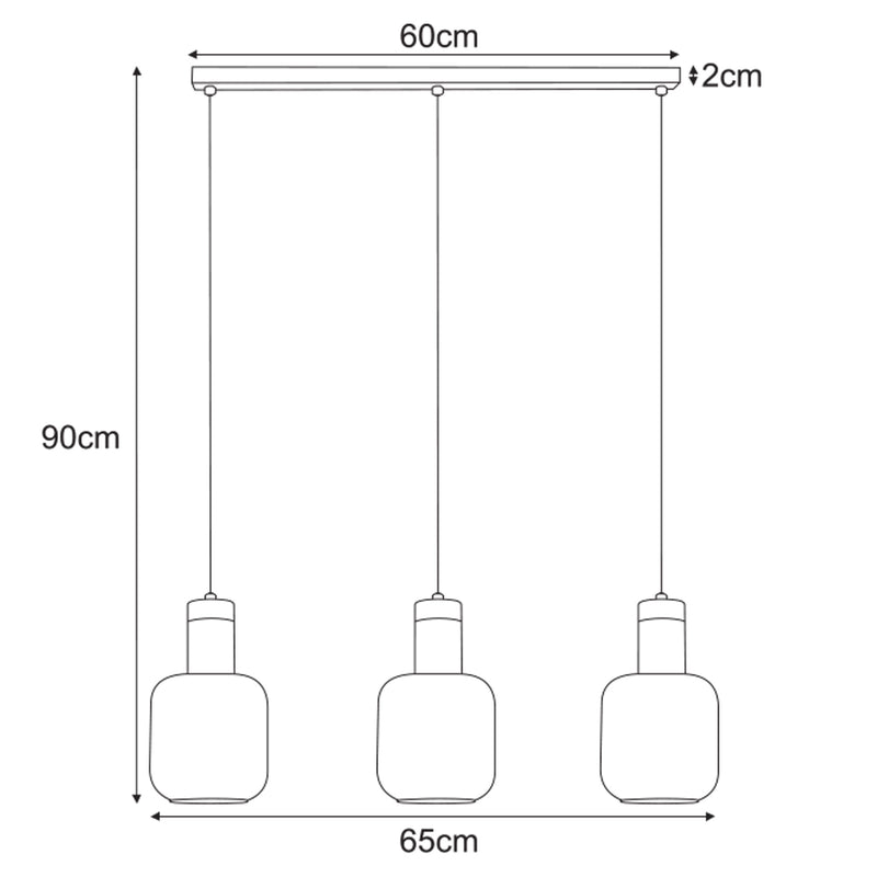 Kaja Denis 3L linear suspension pendant lamp E27 H 90.0cm