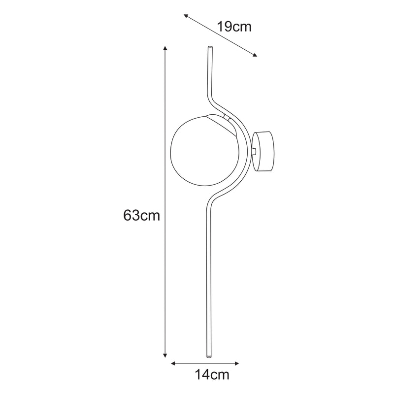 Kaja Vela 1L wall sconce lamp E14 H 63.0cm