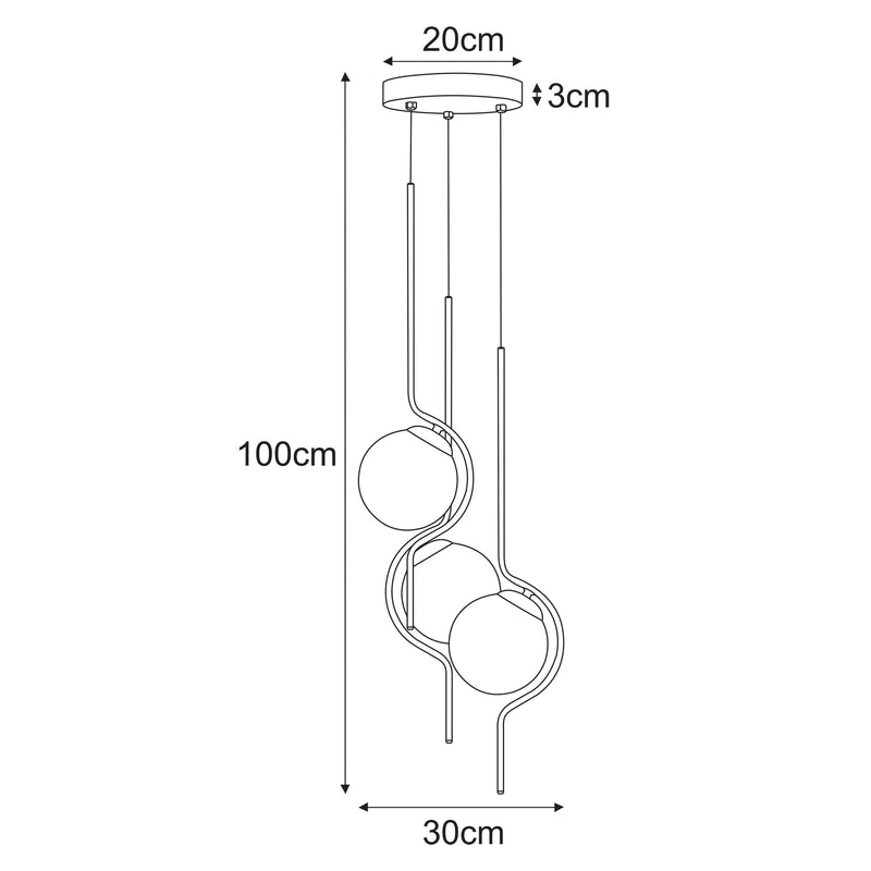 Kaja Vela 3L pendant lamp E14 H 100.0cm