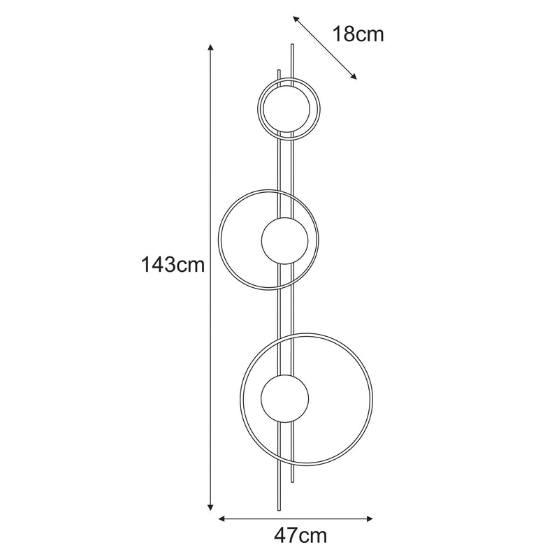 Kaja Corsa 3L wall sconce lamp E14 H 143.0cm