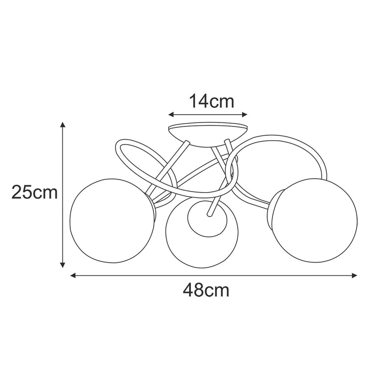 Kaja Nela 3L ceiling lamp E14 H 25.0cm