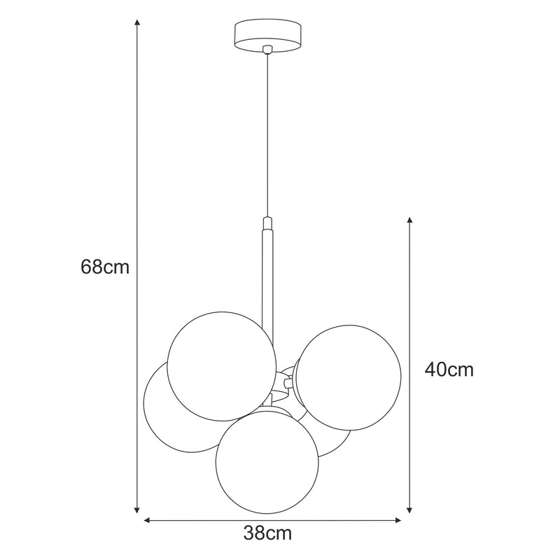 Kaja Piro 5L pendant lamp E14 H 68.0cm