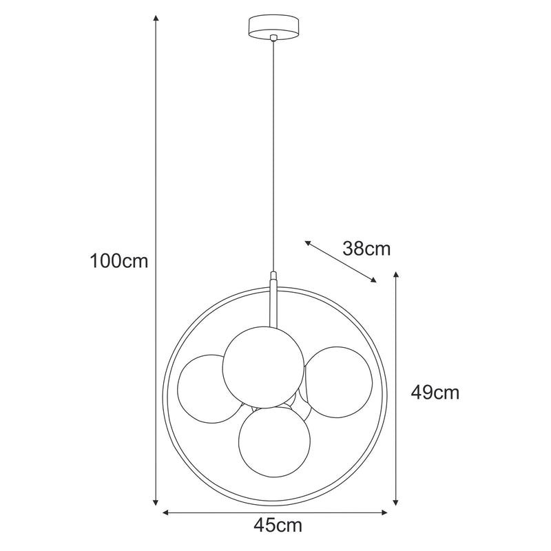 Kaja Megan 5L pendant lamp E14 H 100.0cm