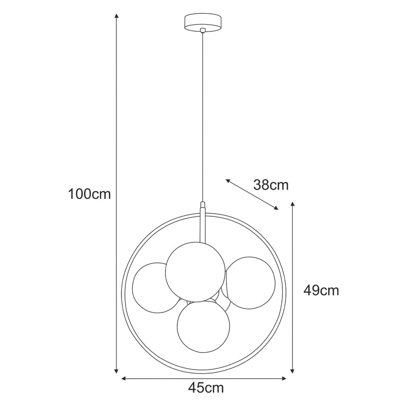 Kaja Inez 5L pendant lamp E14 H 100.0cm