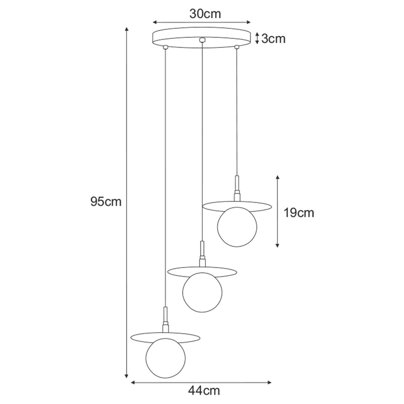 Kaja Sante 3L pendant lamp G9 H 95.0cm